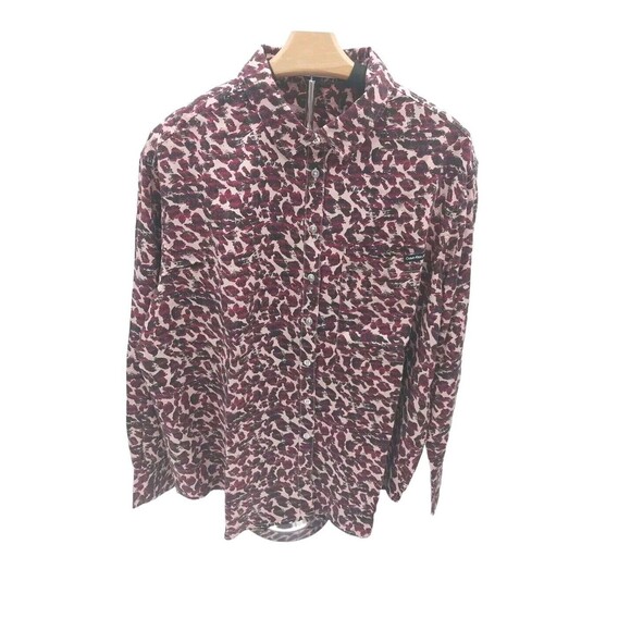 Calvin Klein Jeans Women’s Shirt long Sleeve Button Up Red Animal Print Sz L New - Picture 2 of 13